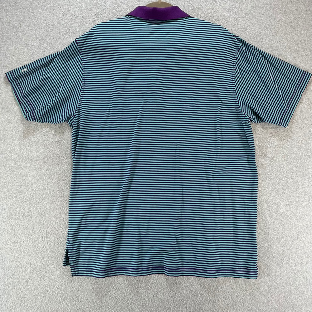 Peter Millar Polo Shirt Mens L Purple Teal Striped Cotton Preppy Classic - Picture 4 of 9